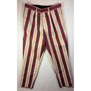 ASOS Mens‎ Striped Trousers Red Beige Black Flat Front Size W30 L30